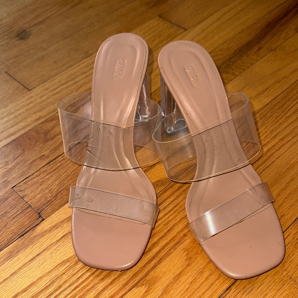 Zara Nude and Clear Heels